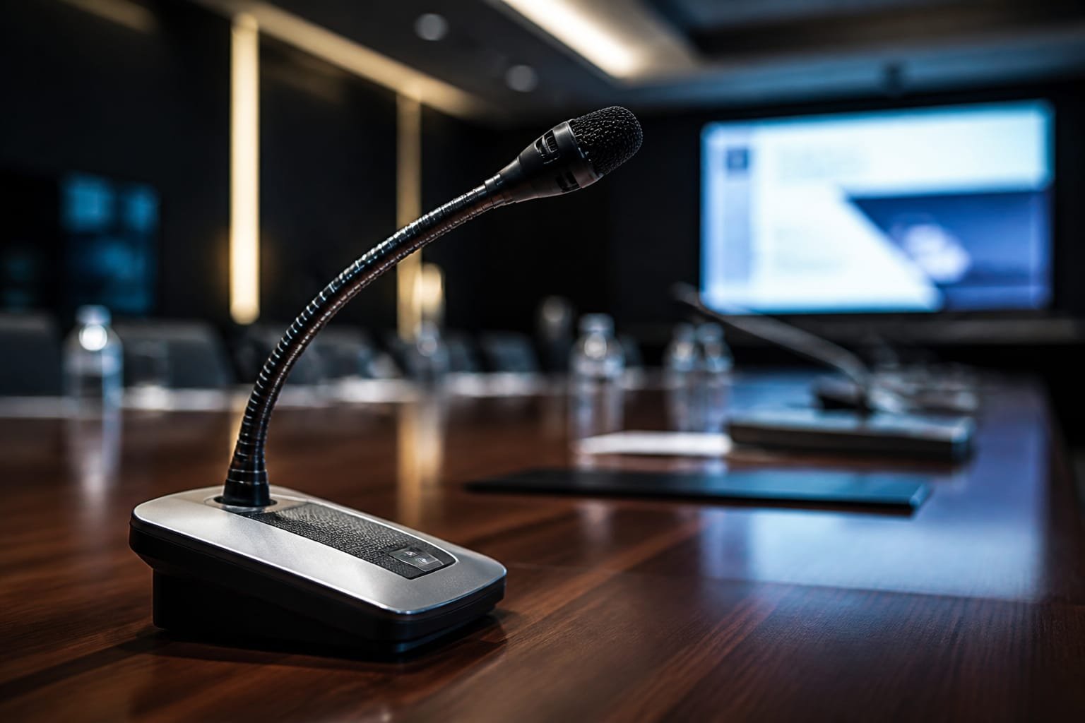 Microfone Gooseneck de mesa para reuniões, painéis e conferências em Brasília